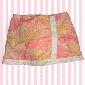 Lilly Pulitzer Pink & Yellow Floral Mini Skort with White Trim
